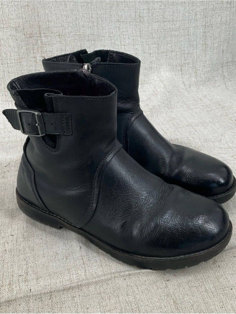 Birkenstock Stowe Black Leather Ankle Boots Flat Size 39 (US 8 - 8.5)